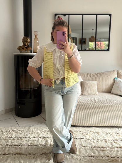 Gilet crochet jaune