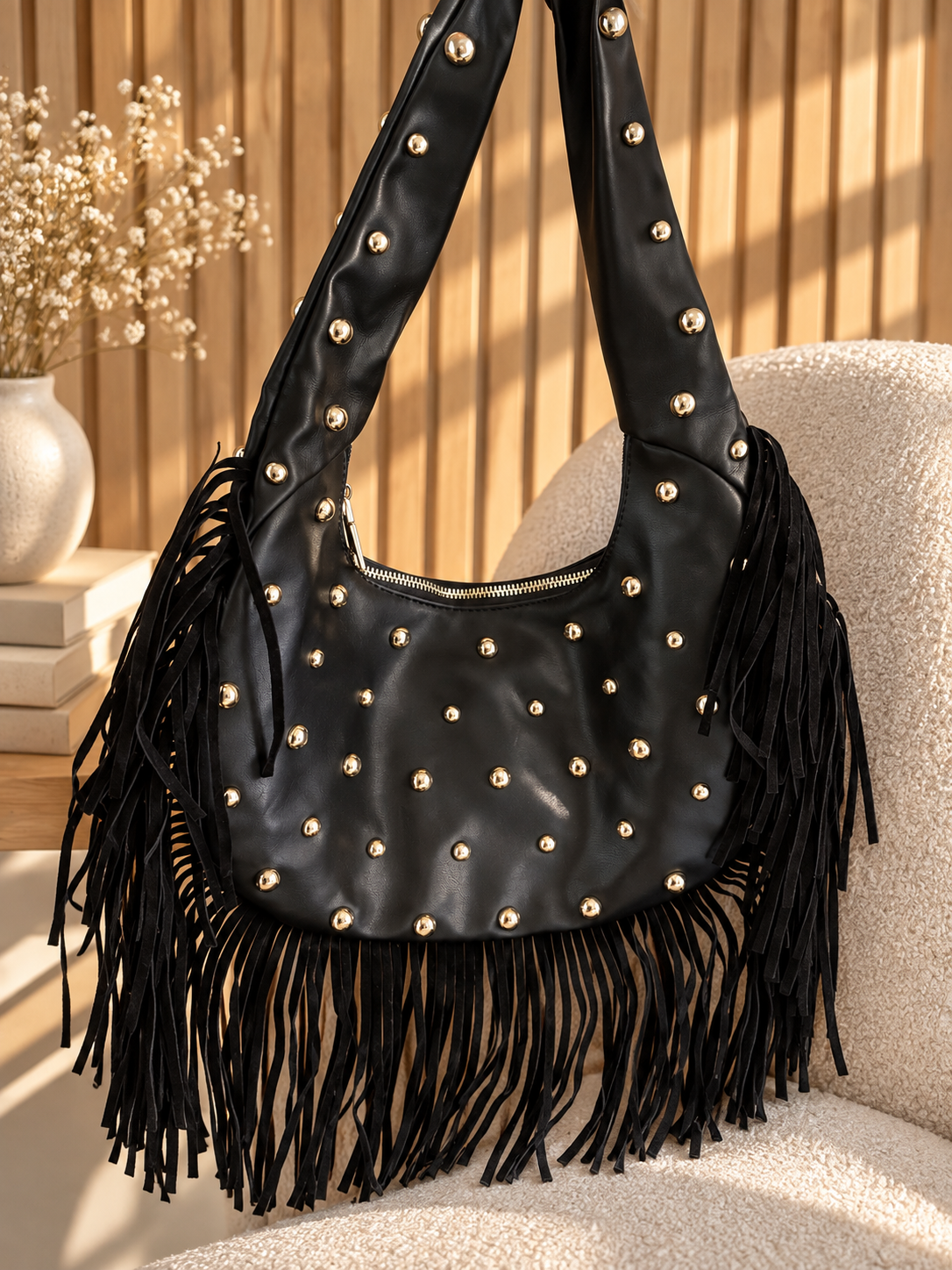 Sac à main à franges & clous