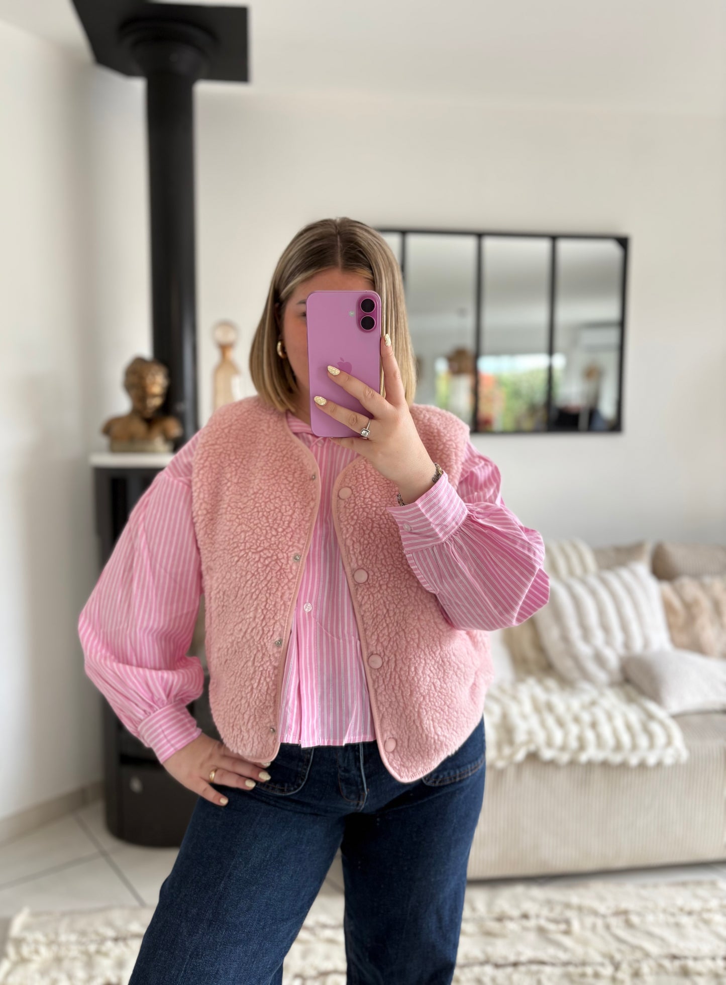 Gilet sans manches rose