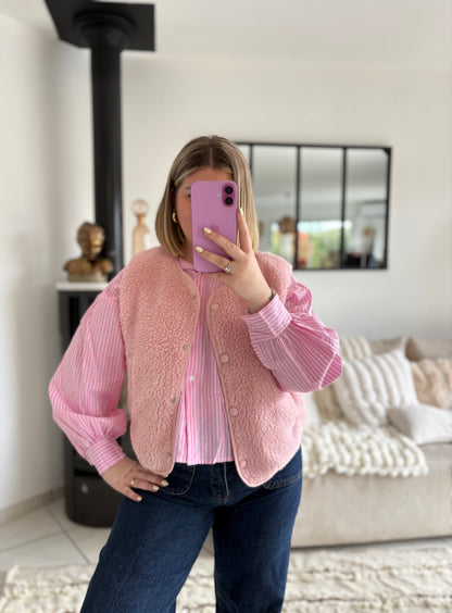 Gilet sans manches rose