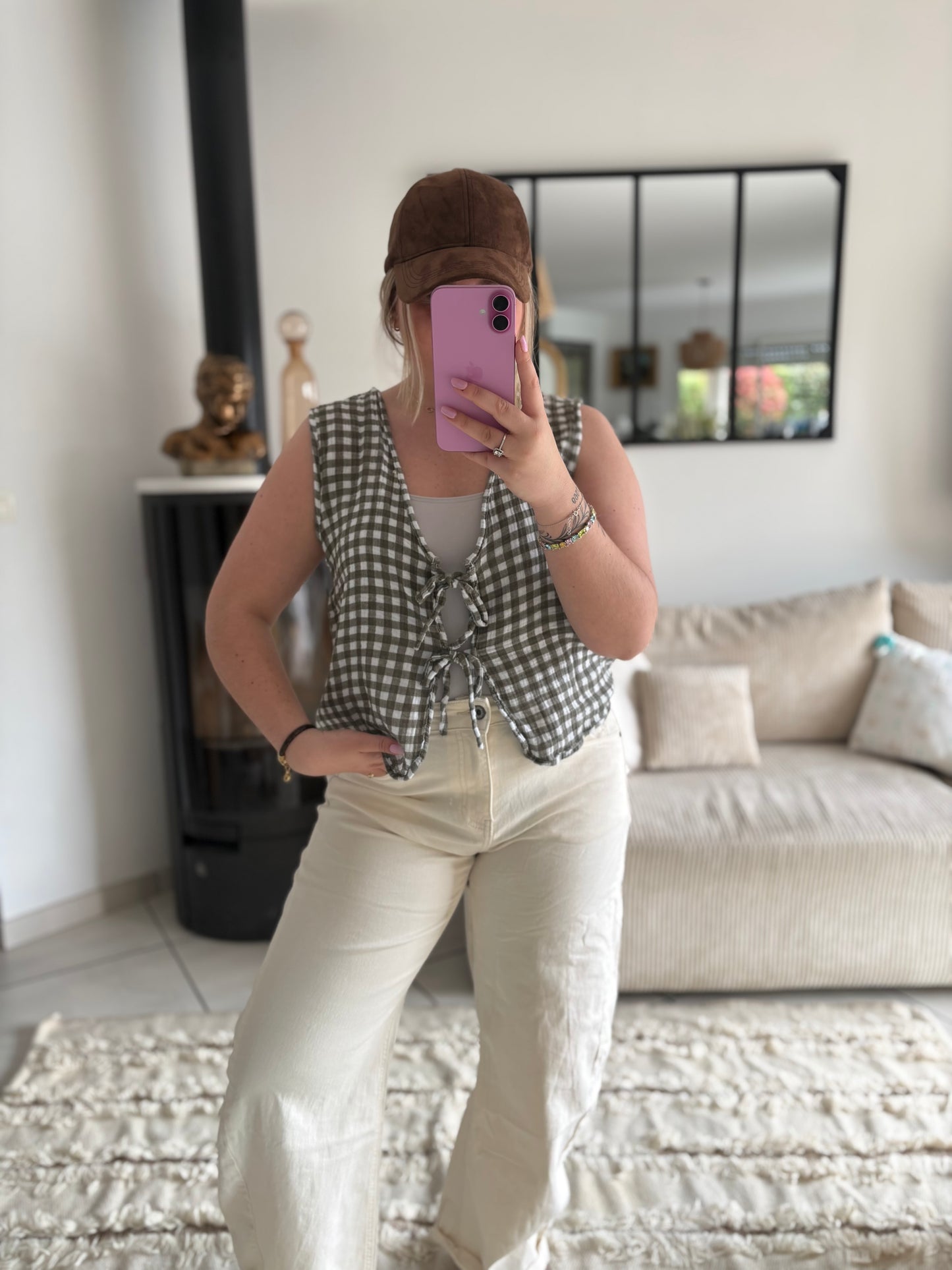 Gilet top en gaze de coton