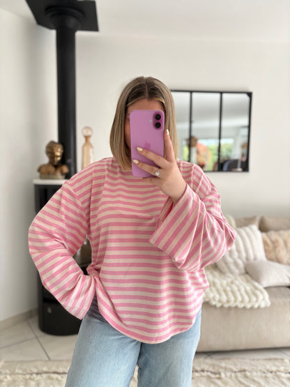 T-shirt rayé à manches larges